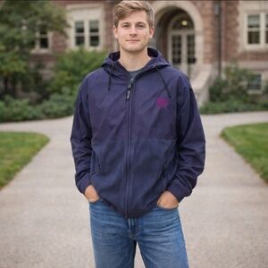 Gear purple fleece/ nylon hooded K State zip front jacket unisex sz XL Men's L